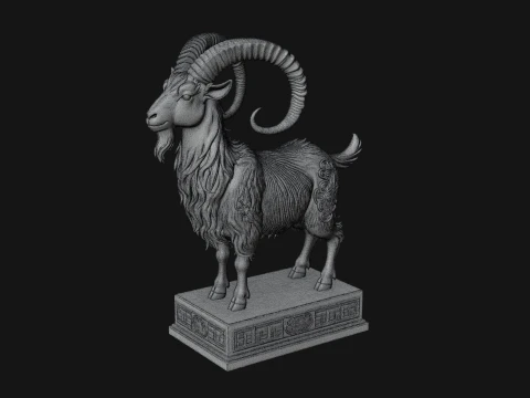 Mountain Goat on Pedestal Statue Design 2 - 3D Print Model 3D Print Model