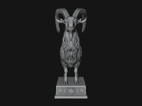 Mountain Goat on Pedestal Statue Design 2 - 3D Print Model 3D Print Model
