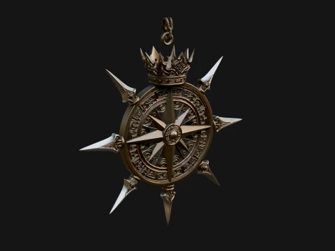 Compass Rose Medallion Pendant Design 1 - 3D Print Model 3D printmodel
