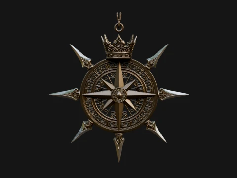 Compass Rose Medallion Pendant Design 1 - 3D Print Model 3D Print Model