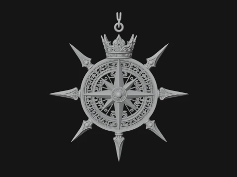 Compass Rose Medallion Pendant Design 1 - 3D Print Model 3D Print Model