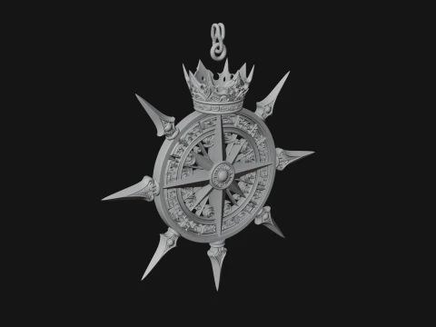 Compass Rose Medallion Pendant Design 1 - 3D Print Model 3D Print Model