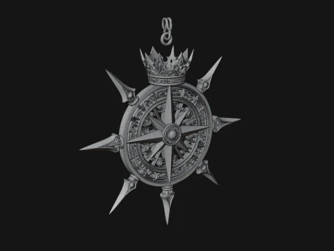 Compass Rose Medallion Pendant Design 1 - 3D Print Model 3D Print Model