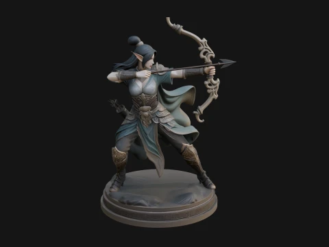 Elven Archer Queen Statue Design 2 - 3D Print Model 3D Print Model