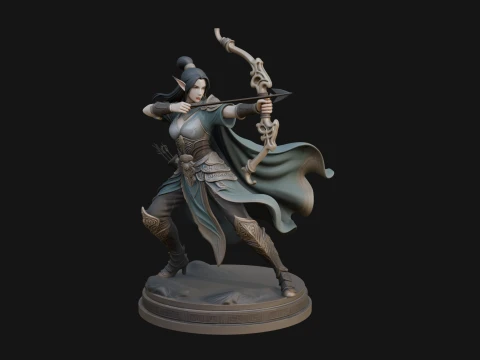 Elven Archer Queen Statue Design 2 - 3D Print Model 3D Print Model