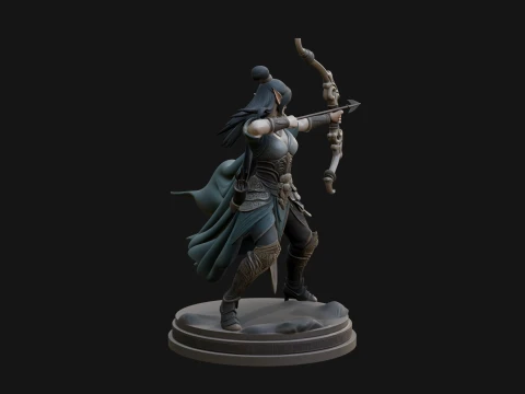Elven Archer Queen Statue Design 2 - 3D Print Model 3D Print Model