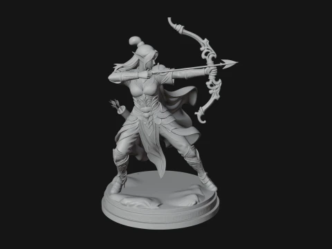 Elven Archer Queen Statue Design 2 - 3D Print Model 3D Print Model