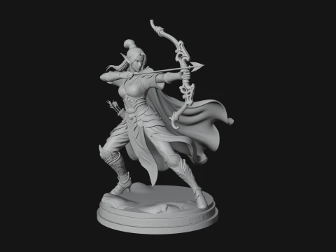 Elven Archer Queen Statue Design 2 - 3D Print Model 3D Print Model