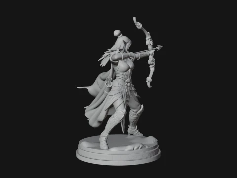 Elven Archer Queen Statue Design 2 - 3D Print Model 3D Print Model