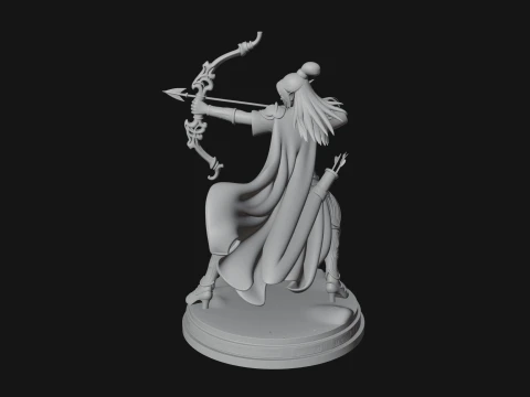 Elven Archer Queen Statue Design 2 - 3D Print Model 3D Print Model