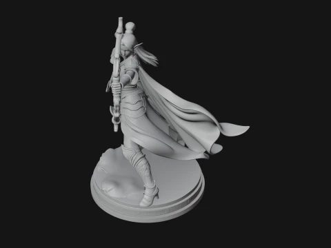 Elven Archer Queen Statue Design 2 - 3D Print Model 3D Print Model