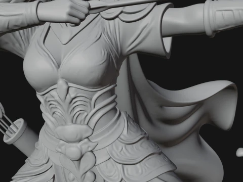 Elven Archer Queen Statue Design 2 - 3D Print Model 3D Print Model