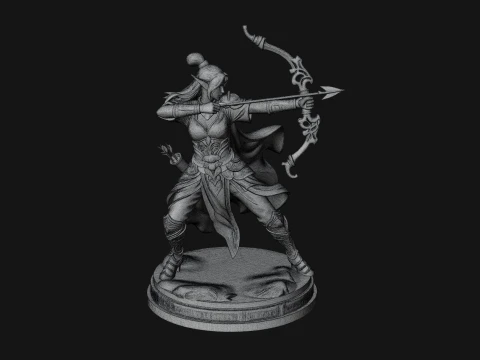 Elven Archer Queen Statue Design 2 - 3D Print Model 3D Print Model