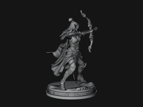 Elven Archer Queen Statue Design 2 - 3D Print Model 3D Print Model