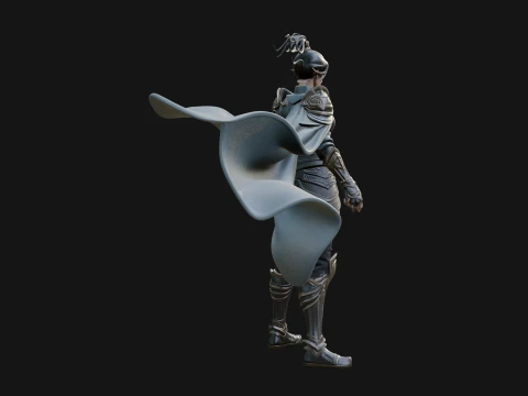 Caped Woman Warrior Statue Design 1 - 3D Print Model 3D Print Model