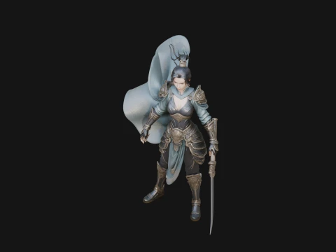 Caped Woman Warrior Statue Design 1 - 3D Print Model 3D Print Model
