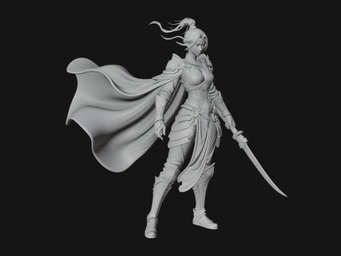 Caped Woman Warrior Statue Design 1 - 3D Print Model 3D Print Model