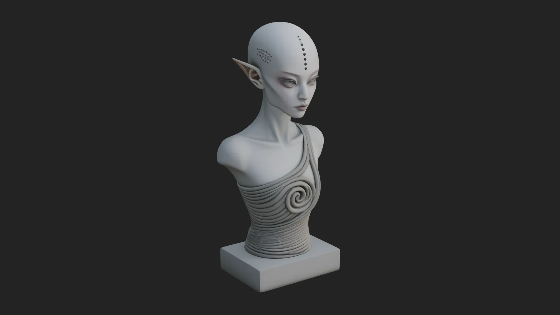 Minimalist Alien Bust Statue Design 2 - 3D Print Model 3D Print Model .c4d .max .obj .3ds .fbx .stl .blend 