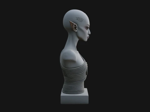 Minimalist Alien Bust Statue Design 2 - 3D Print Model 3D Print Model