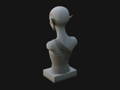 Minimalist Alien Bust Statue Design 2 - 3D Print Model 3D Print Model