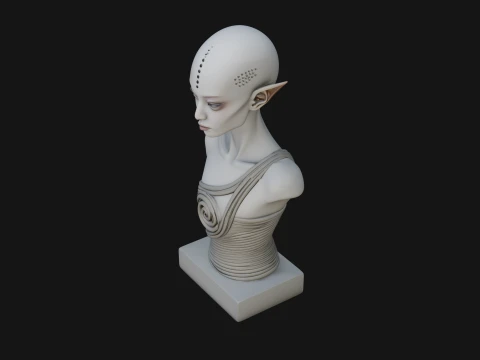 Minimalist Alien Bust Statue Design 2 - 3D Print Model 3D Print Model