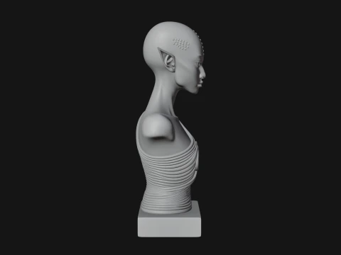 Minimalist Alien Bust Statue Design 2 - 3D Print Model 3D Print Model