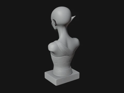 Minimalist Alien Bust Statue Design 2 - 3D Print Model 3D Print Model