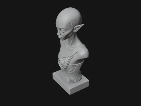 Minimalist Alien Bust Statue Design 2 - 3D Print Model 3D Print Model