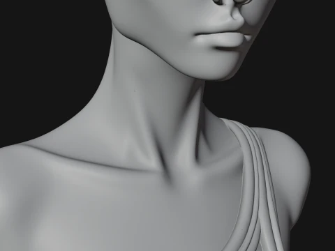 Minimalist Alien Bust Statue Design 2 - 3D Print Model 3D Print Model