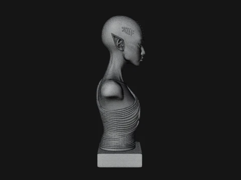 Minimalist Alien Bust Statue Design 2 - 3D Print Model 3D Print Model