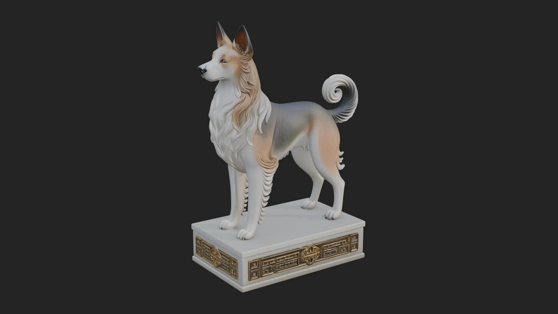 Dog on Pedestal Statue Design 1 - 3D Print Model 3D Print Model .c4d .max .obj .3ds .fbx .stl .blend 