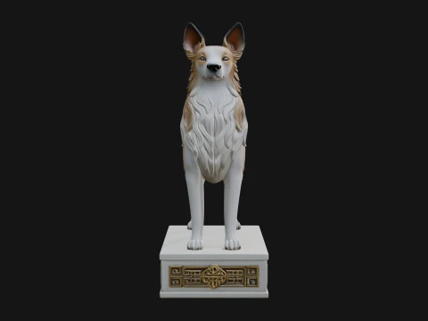 Dog on Pedestal Statue Design 1 - 3D Print Model 3D Print Model