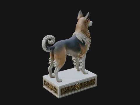 Dog on Pedestal Statue Design 1 - 3D Print Model 3D Print Model