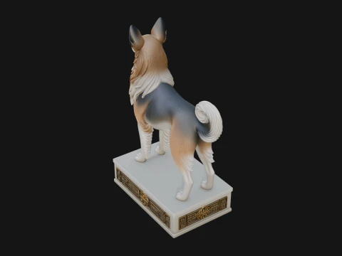 Dog on Pedestal Statue Design 1 - 3D Print Model 3D Print Model