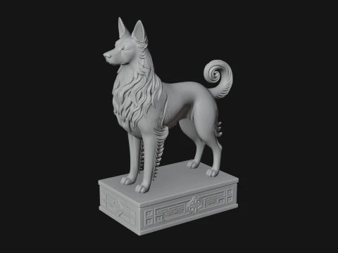 Dog on Pedestal Statue Design 1 - 3D Print Model 3D Print Model