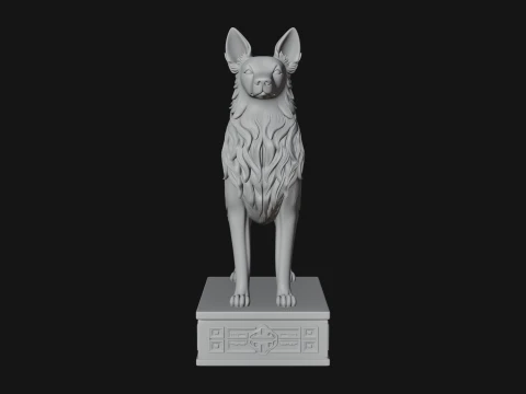 Dog on Pedestal Statue Design 1 - 3D Print Model 3D Print Model
