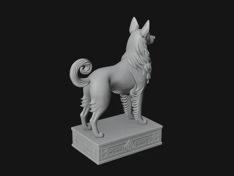 Dog on Pedestal Statue Design 1 - 3D Print Model 3D Print Model