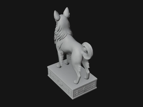 Dog on Pedestal Statue Design 1 - 3D Print Model 3D Print Model