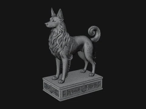 Dog on Pedestal Statue Design 1 - 3D Print Model 3D Print Model
