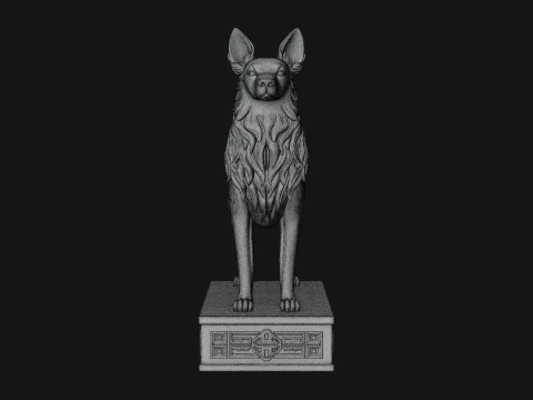Dog on Pedestal Statue Design 1 - 3D Print Model 3D Print Model