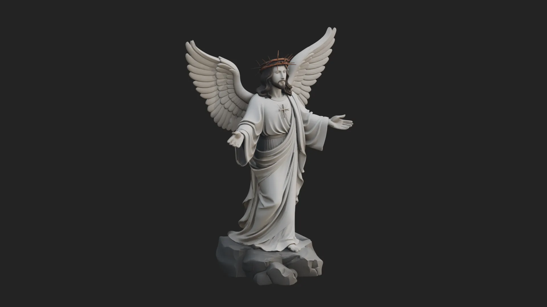Winged Christ Statue Design 2 - 3D Print Model 3D Print Model .c4d .max .obj .3ds .fbx .stl .blend 