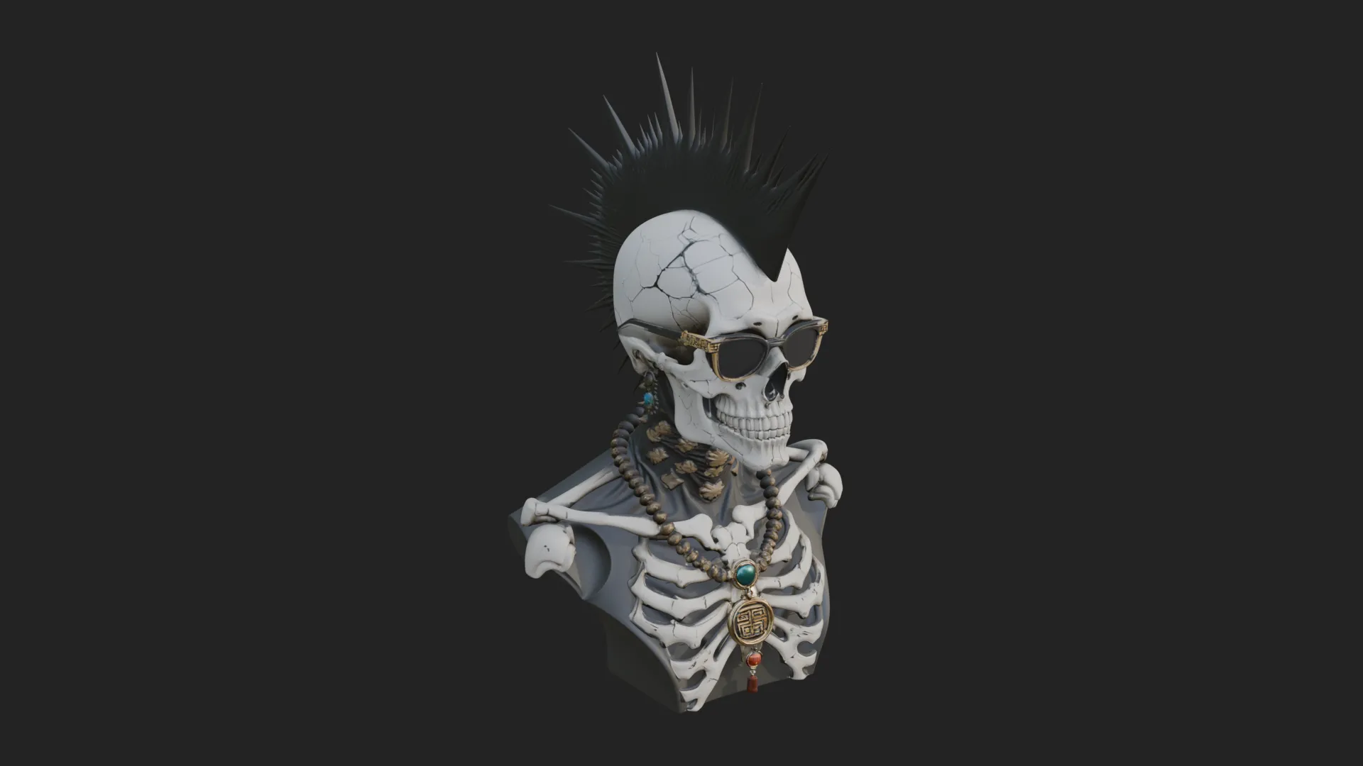 Punk Skull Bust Statue Design 2 - 3D Print Model 3D Print Model .c4d .max .obj .3ds .fbx .stl .blend 