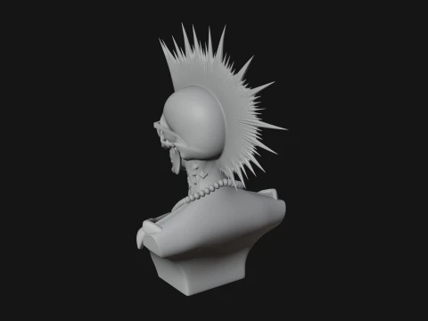 Punk Skull Bust Statue Design 2 - 3D Print Model 3D Print Model