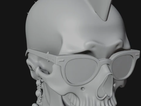 Punk Skull Bust Statue Design 2 - 3D Print Model 3D Print Model