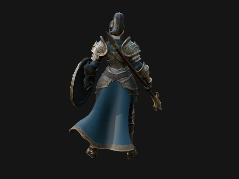 Woman Knight with Spear Statue Design 1 - 3D Print Model 3D Print Model