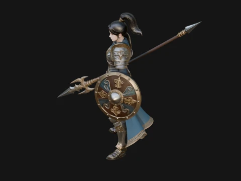 Woman Knight with Spear Statue Design 1 - 3D Print Model 3D Print Model
