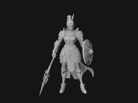 Woman Knight with Spear Statue Design 1 - 3D Print Model 3D Print Model