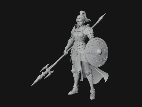 Woman Knight with Spear Statue Design 1 - 3D Print Model 3D Print Model