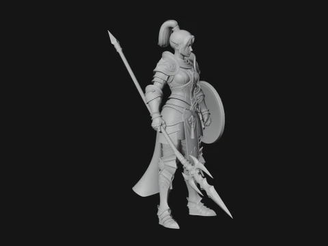 Woman Knight with Spear Statue Design 1 - 3D Print Model 3D Print Model
