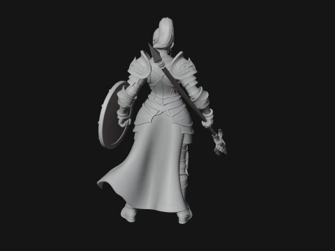 Woman Knight with Spear Statue Design 1 - 3D Print Model 3D Print Model